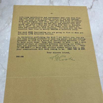 1926 T.J. Cooke Finger Print Expert Chicago Sales Letter AE4