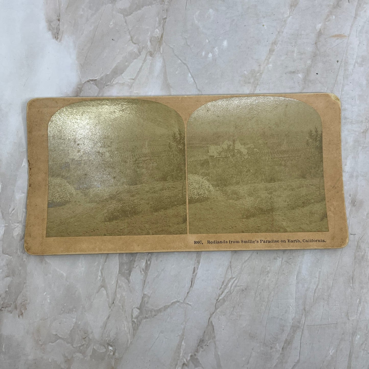 Redlands from Smilie's Paradise on Earth California Stereoview Card TI8-S6