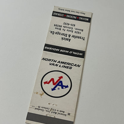 Amick Transfer & Storage Co Denver CO Vintage Matchbook Cover MB59-4