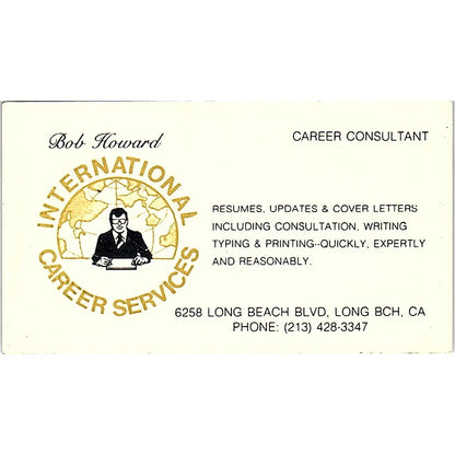 Bob Howard International Career Services Long Beach CA Business Card SF3-B7
