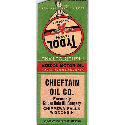 Chieftain Oil Co Chippewa Falls WI Vintage Matchbook Cover SC7-Y4