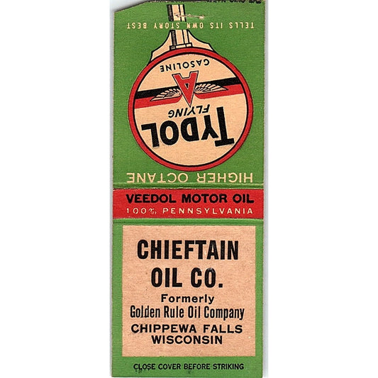 Chieftain Oil Co Chippewa Falls WI Vintage Matchbook Cover SC7-Y4