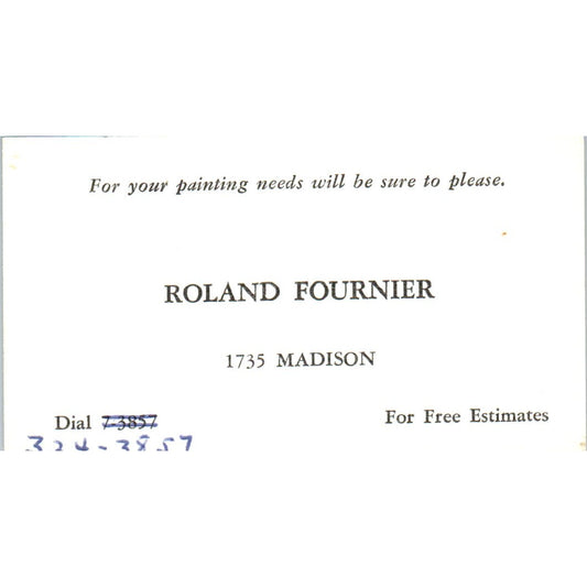 Roland Fournier Painting 1735 Madison Cedar Hill TX Vtg Business Card SD8-B14