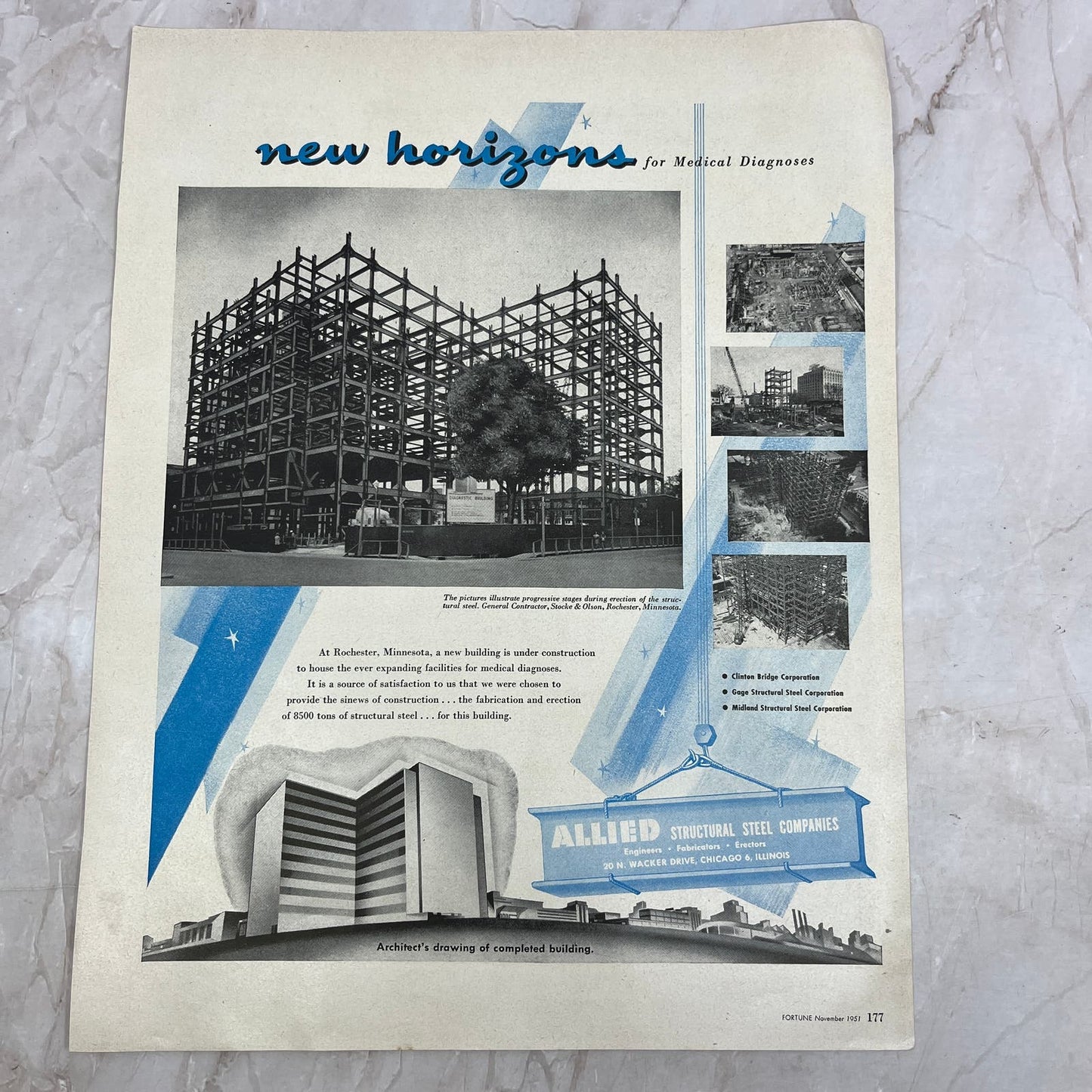 Allied Structural Steel Companies Chicago 1951 Magazine Ad FL6-10
