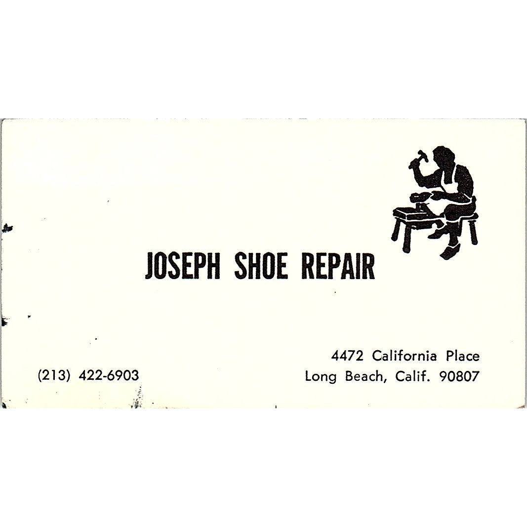 Joseph Shoe Repair Long Beach CA Vintage Business Card SB4-B7