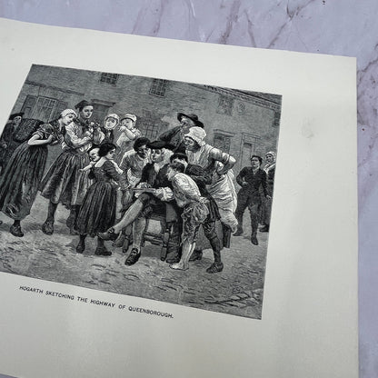 Hogarth Sketching the Highway of Queenborough 8.5x11.5" Engraving Art Print V20