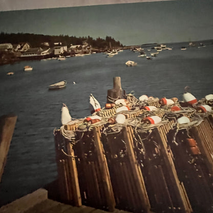 Yacht Boats Looking Toward Harbor Entrance New Harbor Maine 12x16" Art Print FL1