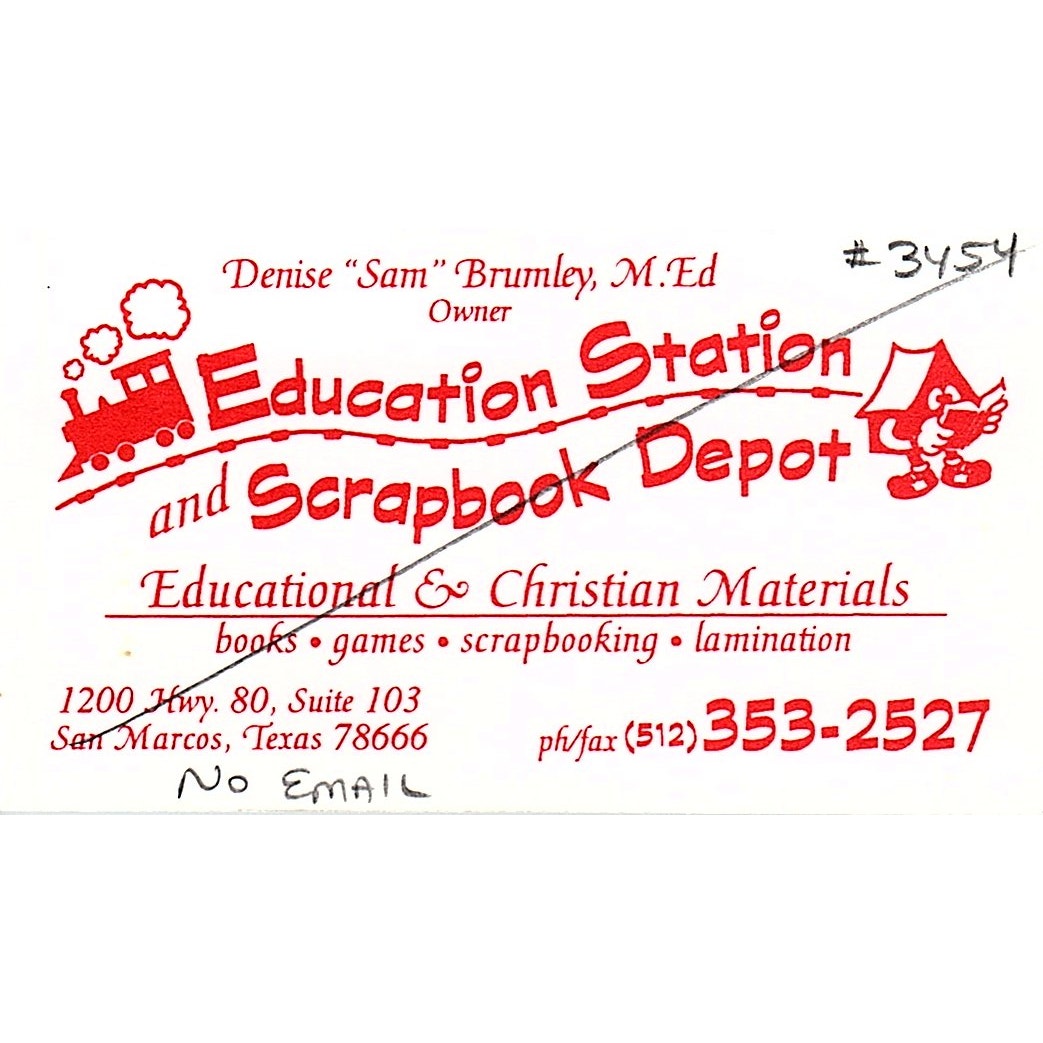 Education Station & Scrapbook Depot Denise Brumley San Marcos Vtg Card SC9-B10