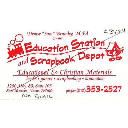 Education Station & Scrapbook Depot Denise Brumley San Marcos Vtg Card SC9-B10