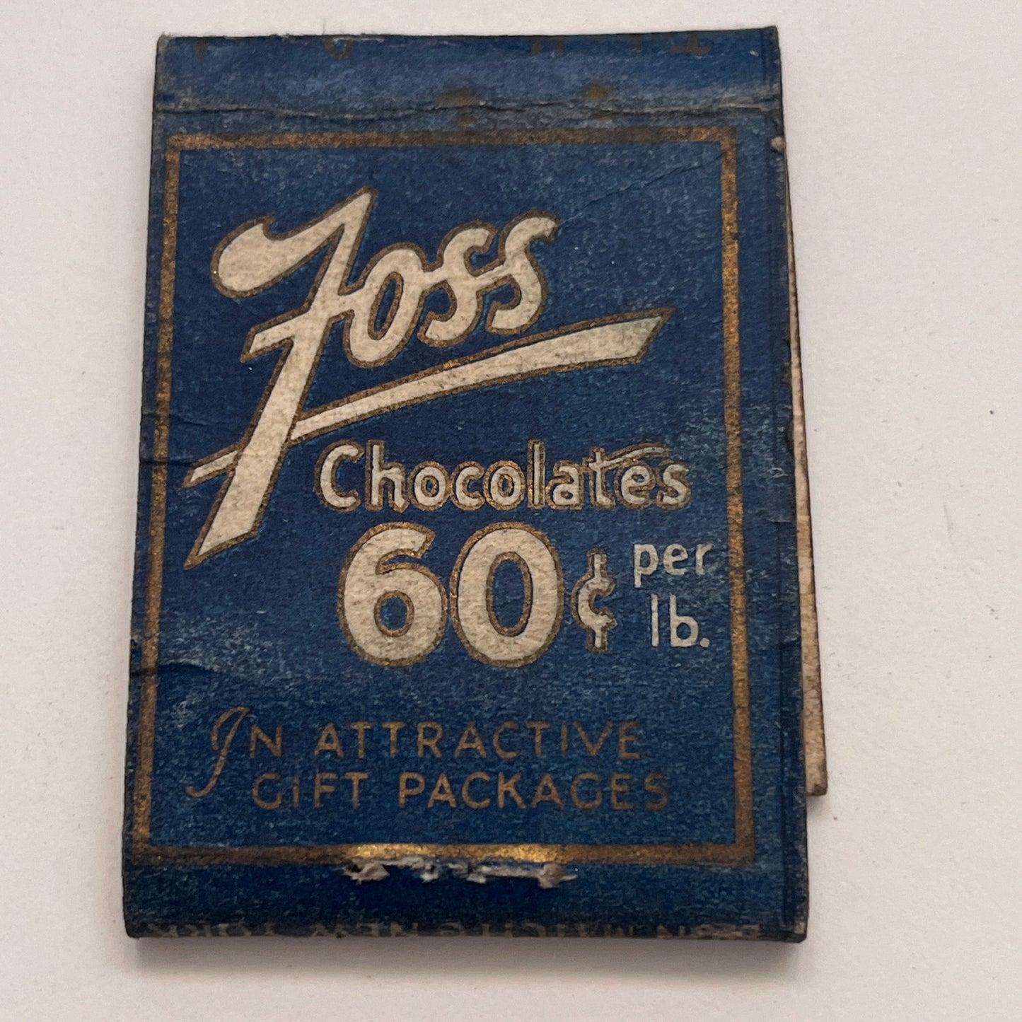 Foss Chocolates H.D. Foss Co Boston MA Vintage Matchbook Cover TB8-MB-7