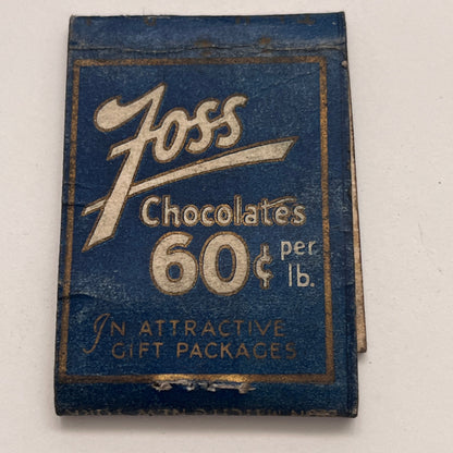 Foss Chocolates H.D. Foss Co Boston MA Vintage Matchbook Cover TB8-MB-7