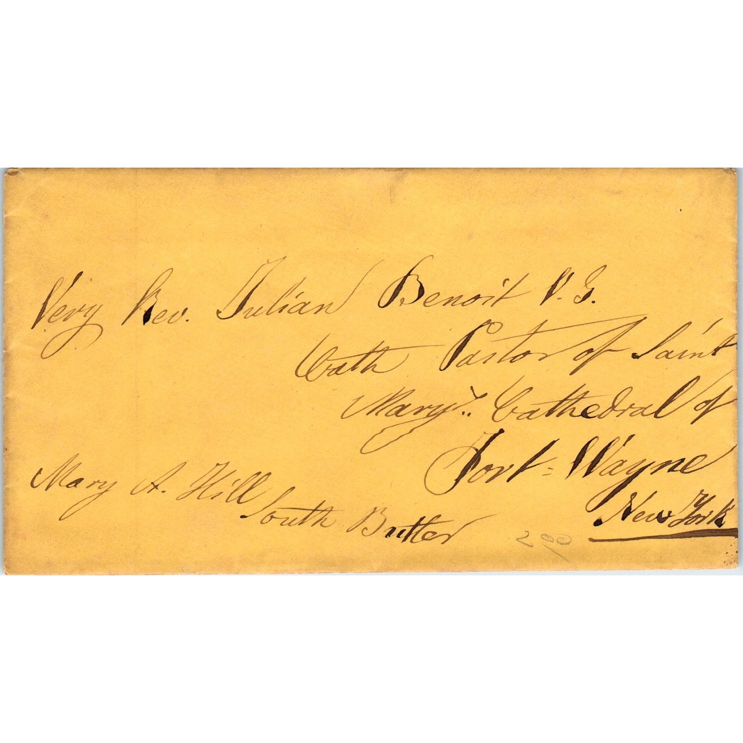 c1870 Rev. Julian Benoit Patron of St. Mary Cathedral Fort Wayne Envelope AB6-TZ