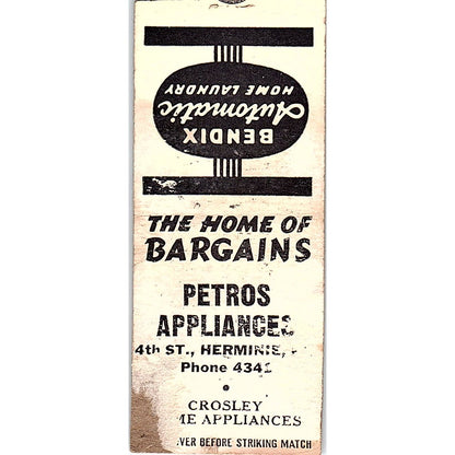 Petro's Appliances Herminie Vintage Matchbook Cover SC7-Y7