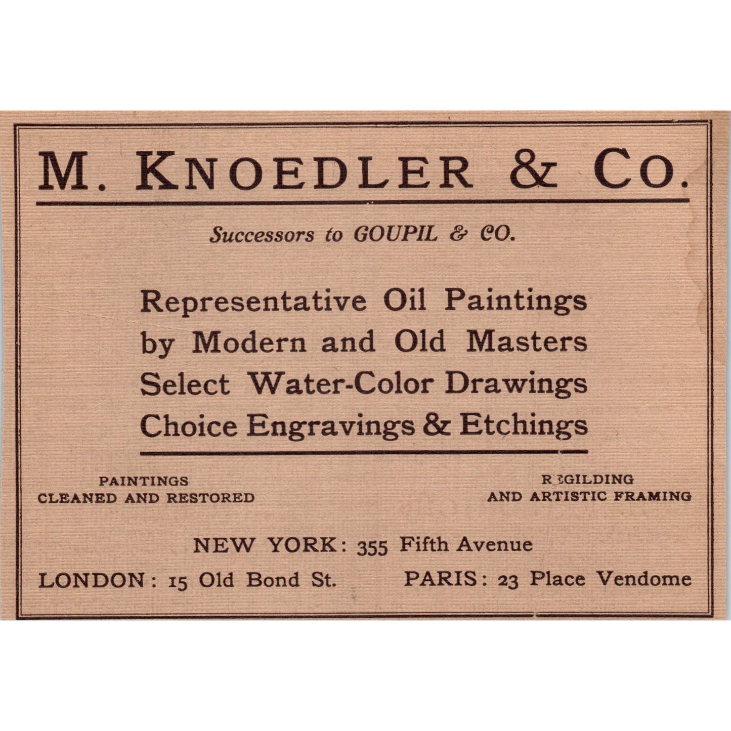 M. Knoedler & Co. Painting Restoration Goupil & Co c1905 Victorian Ad AE9-MA4