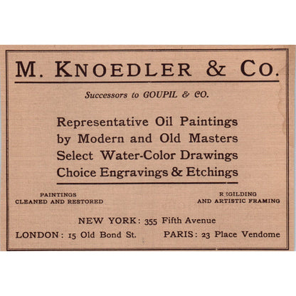 M. Knoedler & Co. Painting Restoration Goupil & Co c1905 Victorian Ad AE9-MA4