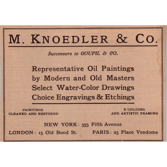 M. Knoedler & Co. Painting Restoration Goupil & Co c1905 Victorian Ad AE9-MA4