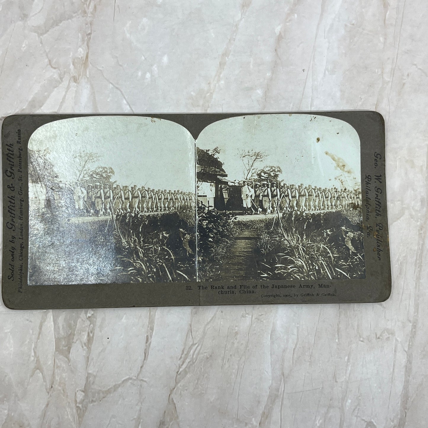 1905 Japanese Army Marching at Manchuria China Stereoview Card H3-1