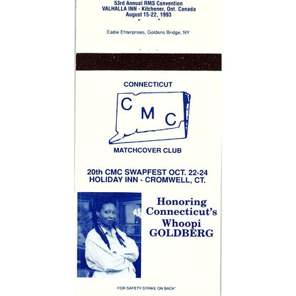 Whoopi Goldberg Connecticut Matchcover Club 1993 Vintage Matchbook MM4-10