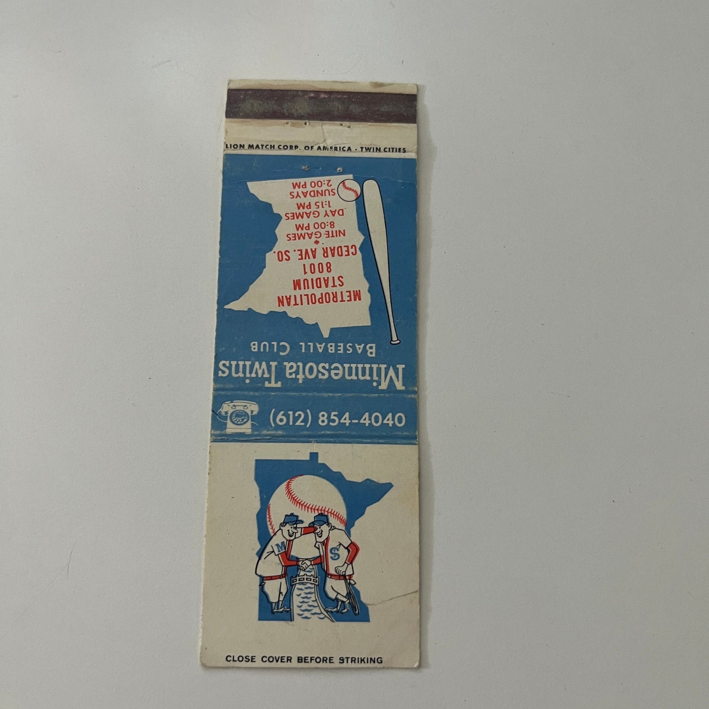 Minnesota Twins Baseball Schedule 1973 MN Vintage Matchbook Cover MB37-2