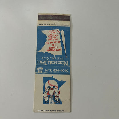 Minnesota Twins Baseball Schedule 1973 MN Vintage Matchbook Cover MB37-2