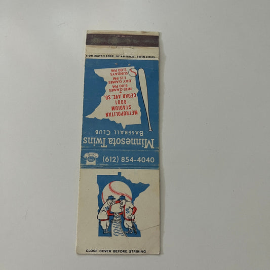 Minnesota Twins Baseball Schedule 1973 MN Vintage Matchbook Cover MB37-2