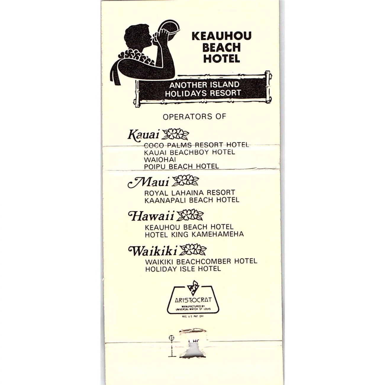 Keauhou Beach Hotel Kona Coast Hawaii Vintage Matchbook TB6-MB2-12
