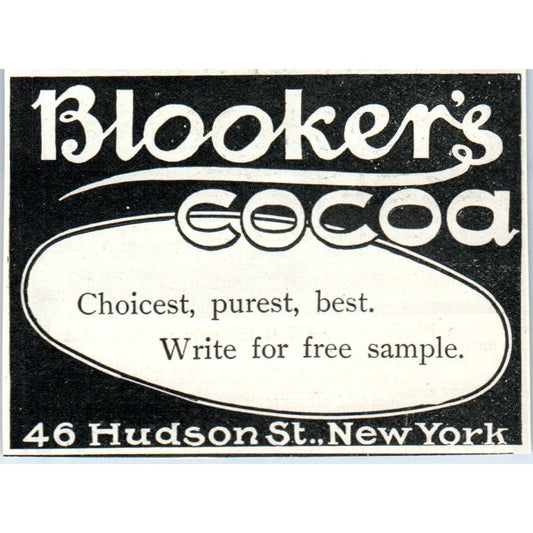 Blooker's Cocoa Hudson Street New York 1903 Magazine Ad AF2-O4