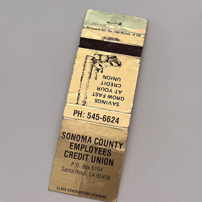 Sonoma County Employee Credit Union Santa Rosa CA Matchbook Cover MB59-2