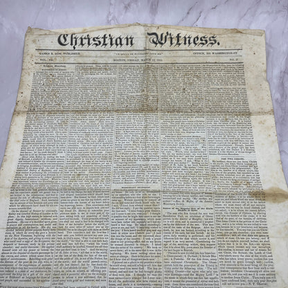 1841 March 12 Original Christian Witness Newspaper Boston MA V14-5