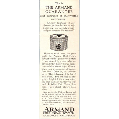 Armand Cold Cream Powder Des Moines 1924 Magazine Ad AF7-LJ1