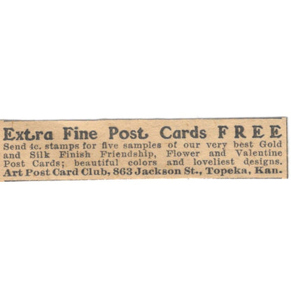 Art Post Card Club Topeka Kansas 1910 Magazine Ad AF1-SS9