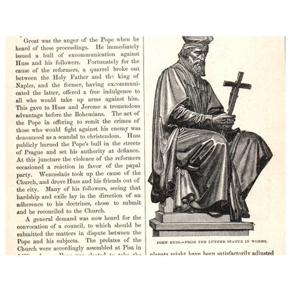 Huss Before the Council K.F. Lessig 1911 Engraving Print AF5-7