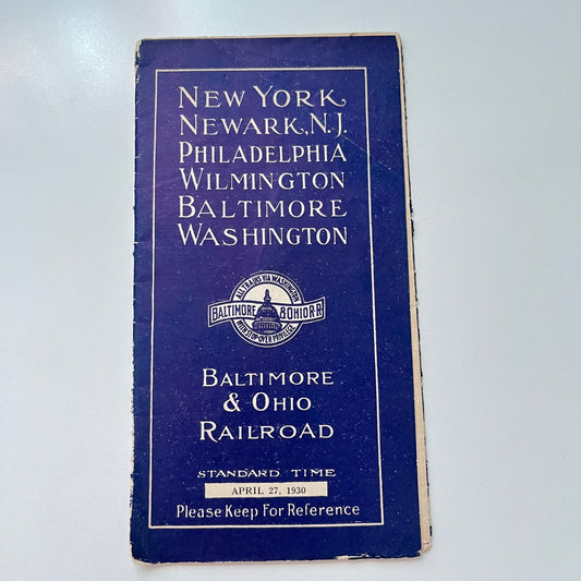 1930 B&O Railroad New York Newark Philadelphia Wilmington Baltimore Timetable B6