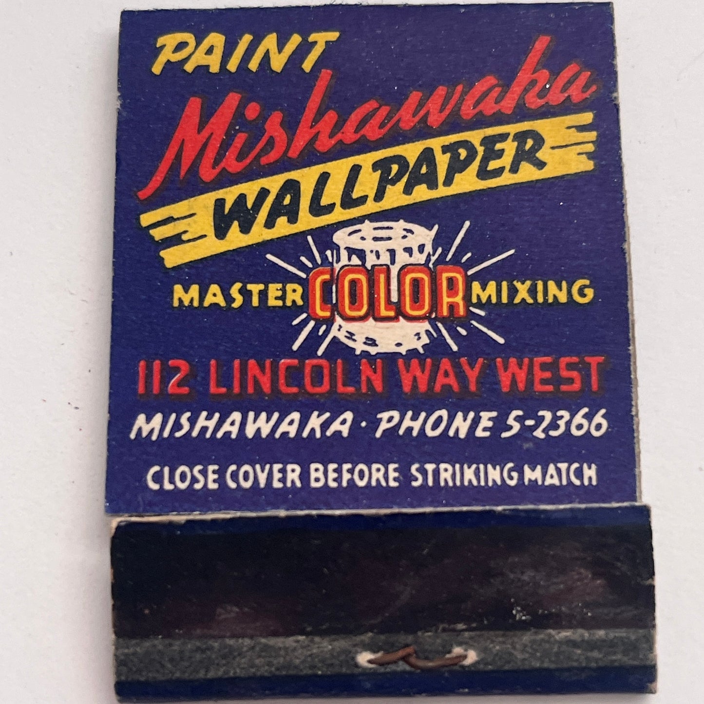 Mishawaka Wallpaper 112 Lincoln Way West Vintage Matchbook Cover TB8-MB-7