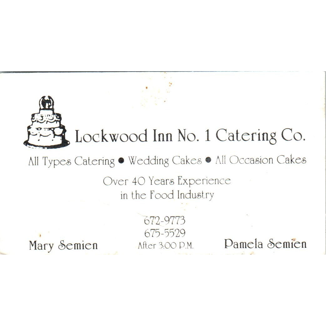 Lockwood Inn No 1 Catering Co Mary Pamela Semien Houston TX Business Card SD8-B8
