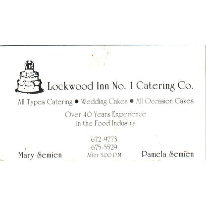 Lockwood Inn No 1 Catering Co Mary Pamela Semien Houston TX Business Card SD8-B8