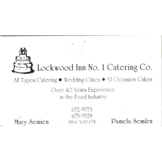 Lockwood Inn No 1 Catering Co Mary Pamela Semien Houston TX Business Card SD8-B8