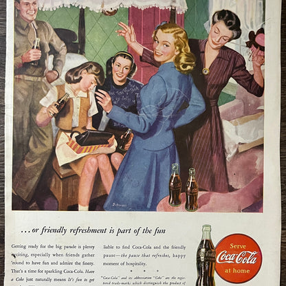 1946 WWII Easter's Comin' Have a Coca-Cola Coke Vintage Magazine Ad 10x14 V8