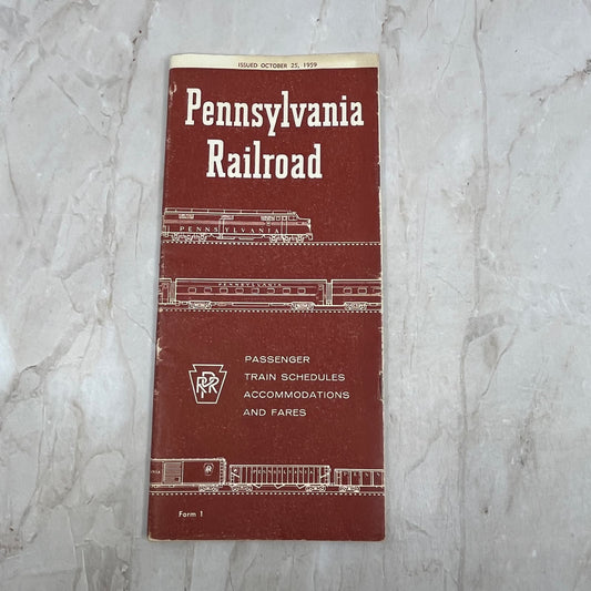 1959 Oct Pennsylvania Railroad Passenger Train Schedules Timetables TJ4-P1