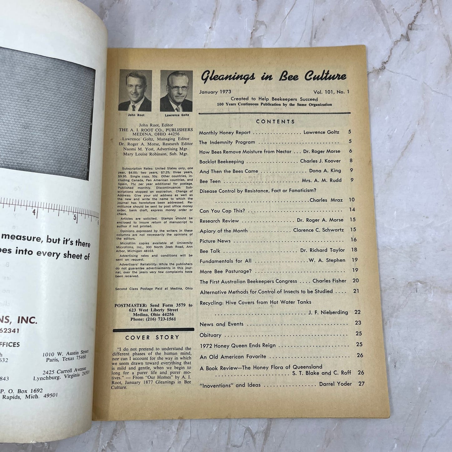 1973 Jan - Gleanings in Bee Culture Magazine - Bees Beekeeping Honey M9