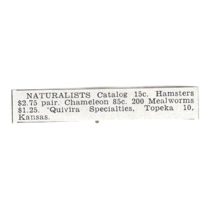 Naturalists Supplies - Quivira Specialties Topeka Kansas 1955 Ad AG1-S5