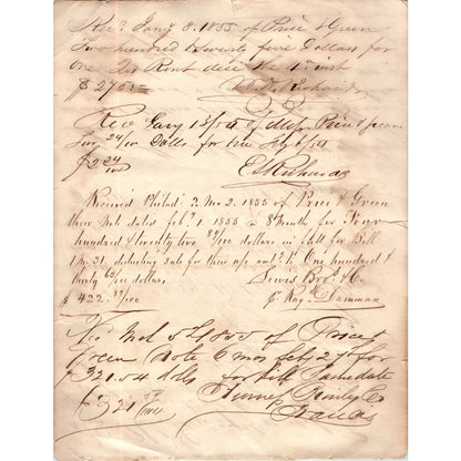 1853 Handwritten Ledger Sheet Eli Davis Co Henry Earle, Price & Green D23