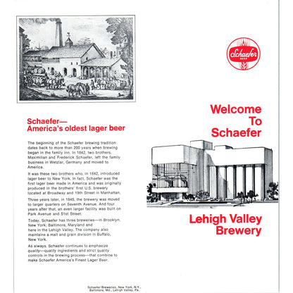 1970s Welcome to Schaefer Lehigh Valley Brewery PA Brochure TF4-BB