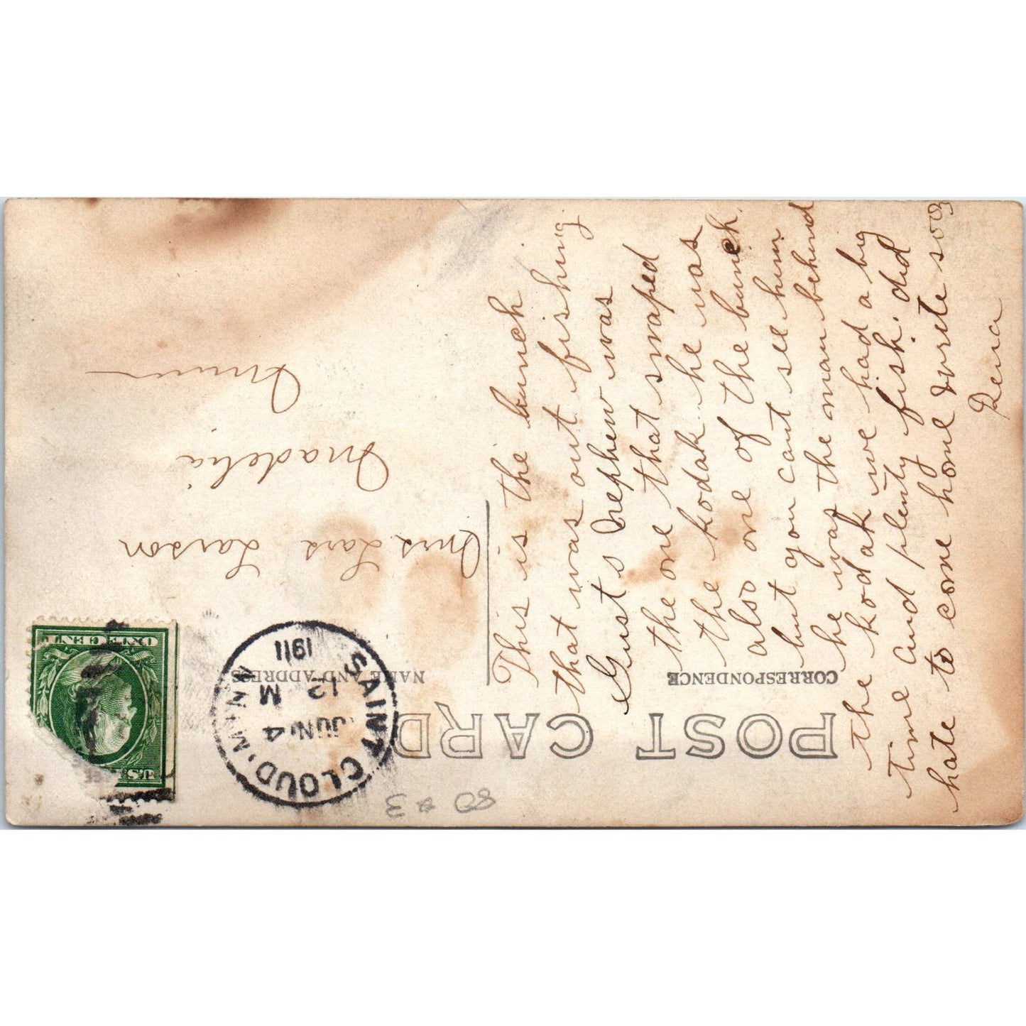 1911 Group of Men and Women Fishing St. Cloud MN Lars Larson RPPC Postcard AE2