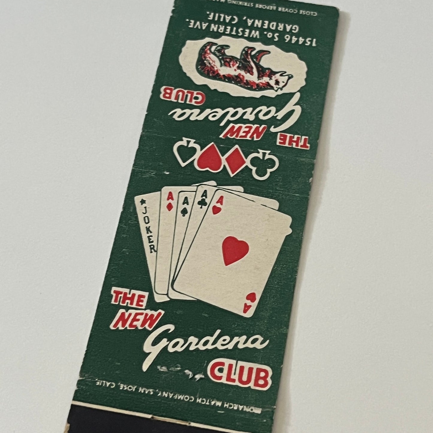 The New Gardena Club, Gardena CA Vintage Matchbook Cover TB6-MB2-6