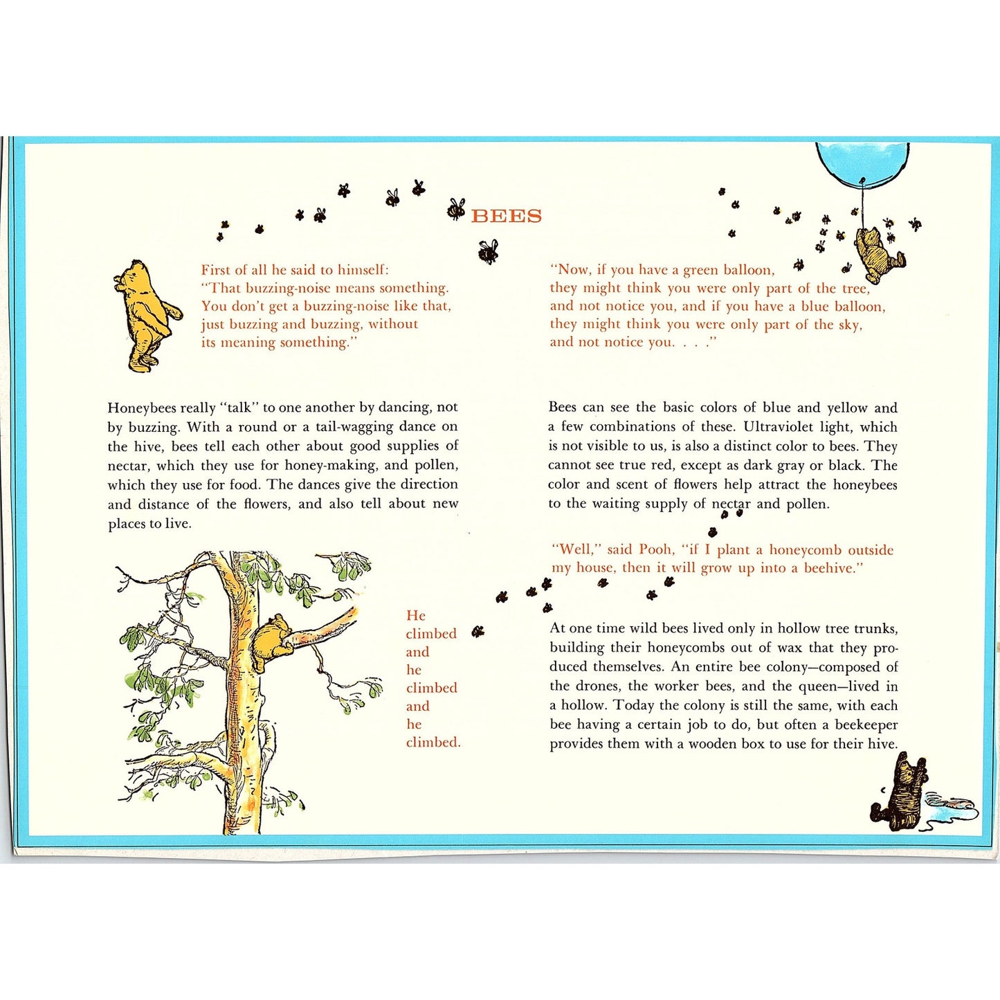 Vintage Winnie the Pooh - Bees Vintage Art Print 7.5x11 V6