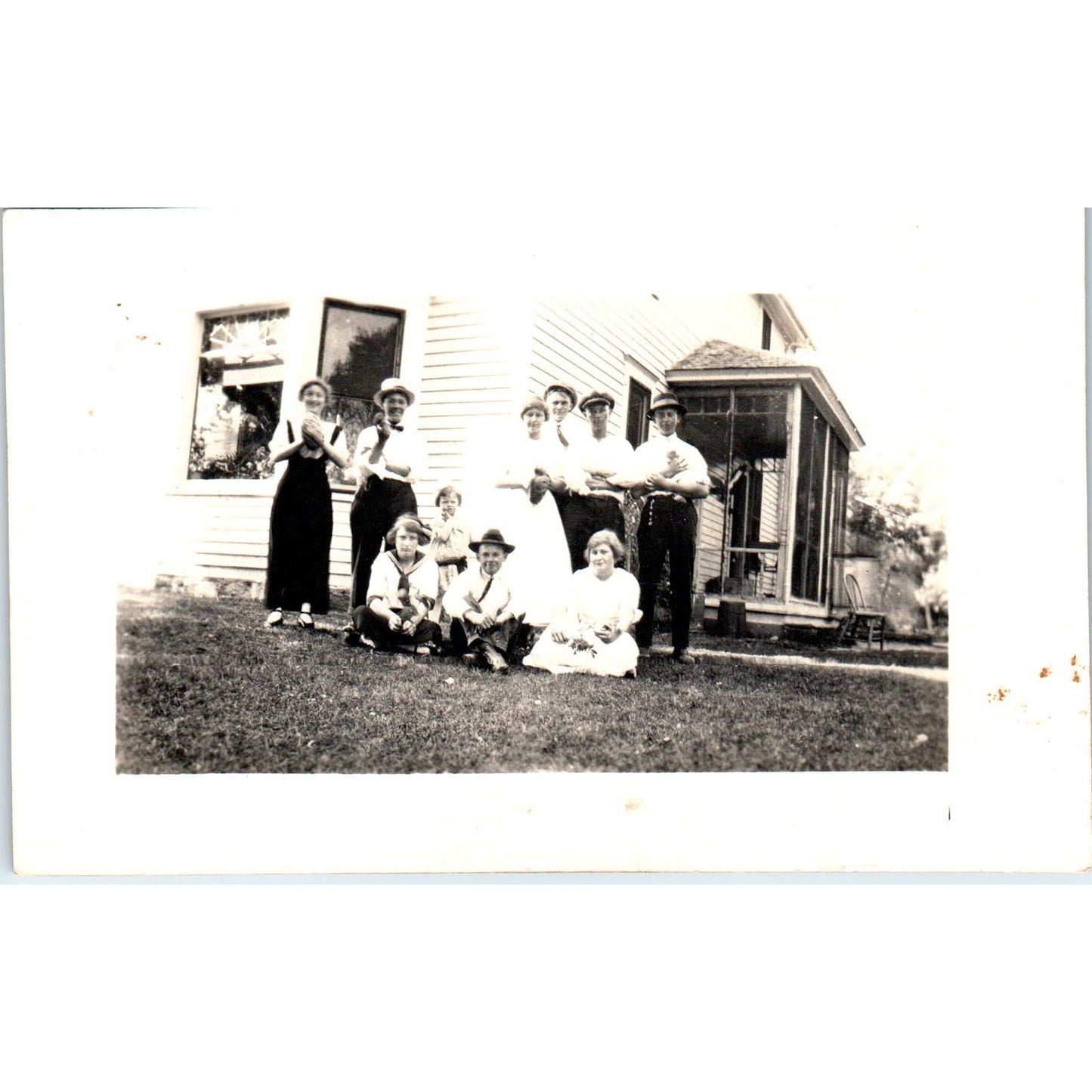 Group of Children in Hats Posing for a Photo c1910 RPPC Postcard AB9