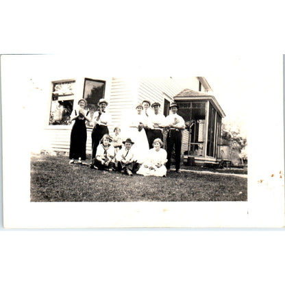 Group of Children in Hats Posing for a Photo c1910 RPPC Postcard AB9