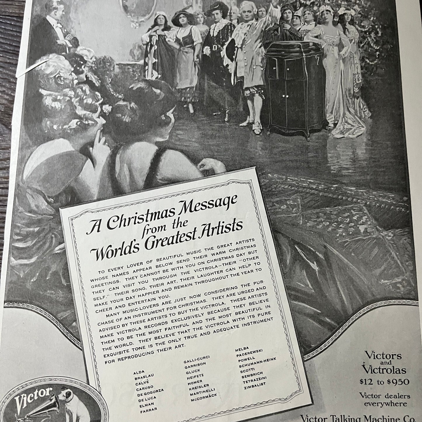 A Christmas Message RCA Victor Victrola Camden Vintage Magazine Ad 10x14 V7