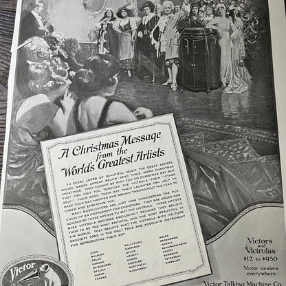 A Christmas Message RCA Victor Victrola Camden Vintage Magazine Ad 10x14 V7